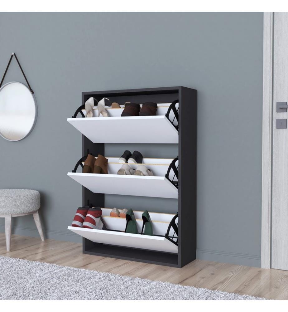 Schuhschrank Aurskog 110x73.5x24 cm Anthrazit Weiss