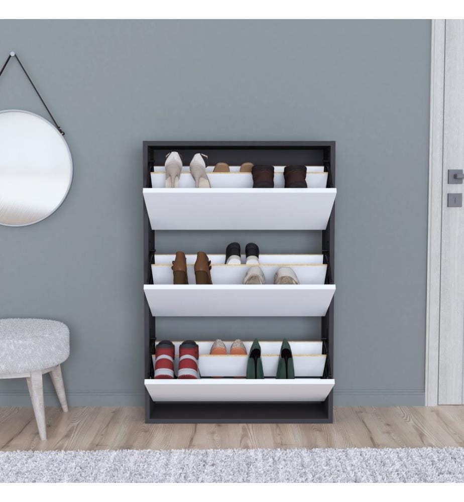 Schuhschrank Aurskog 110x73.5x24 cm Anthrazit Weiss