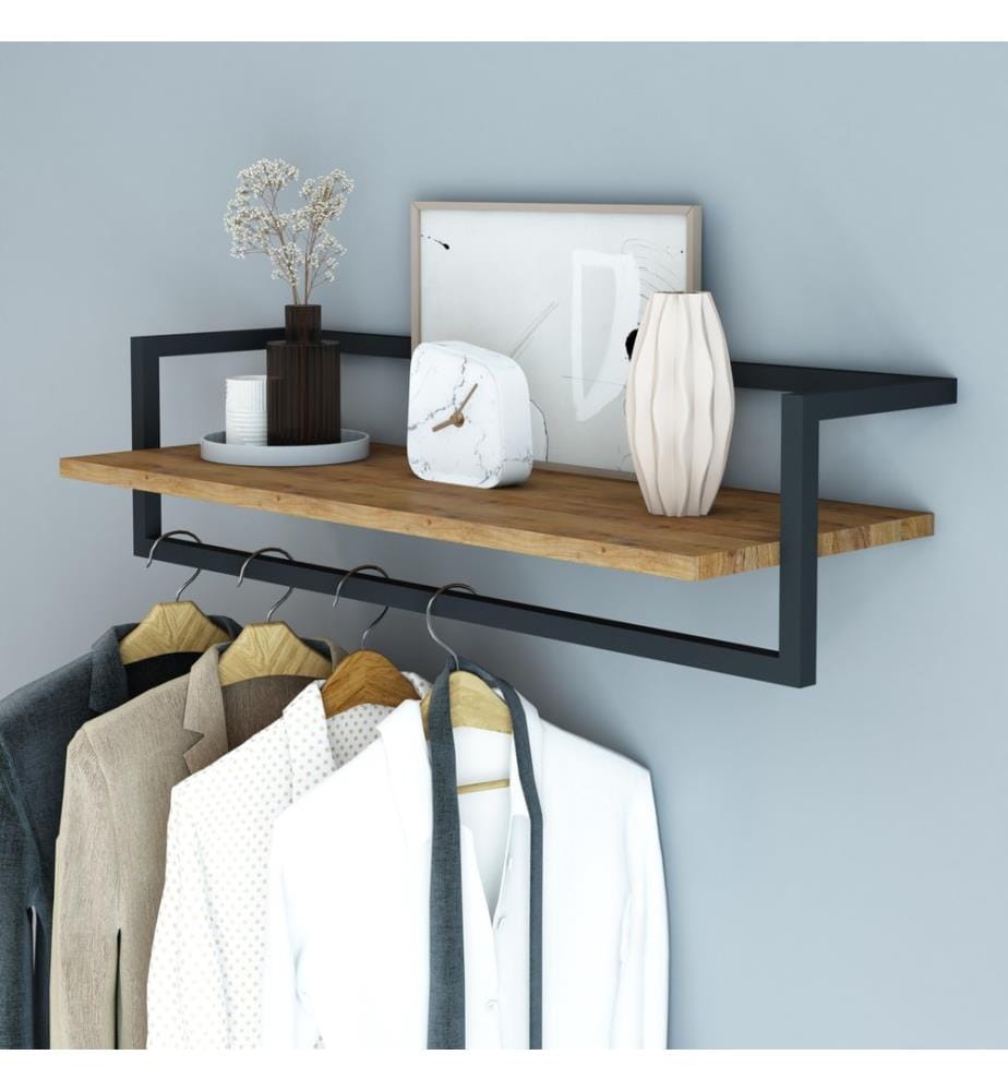 Wandgarderobe 80x30x20 cm Holzfarben Schwarz