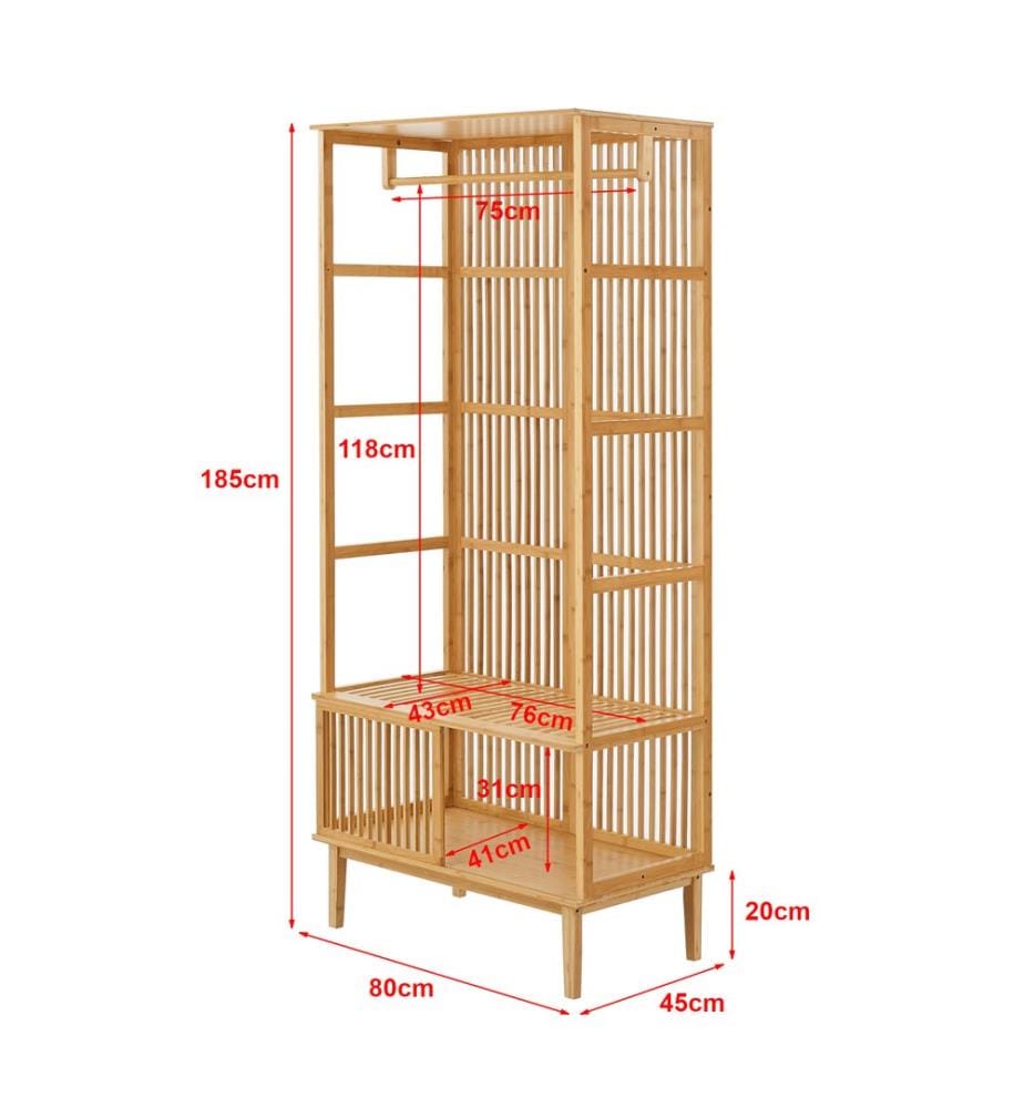 Set di armadi composto da 1x scaffale verticale 2x appendiabiti