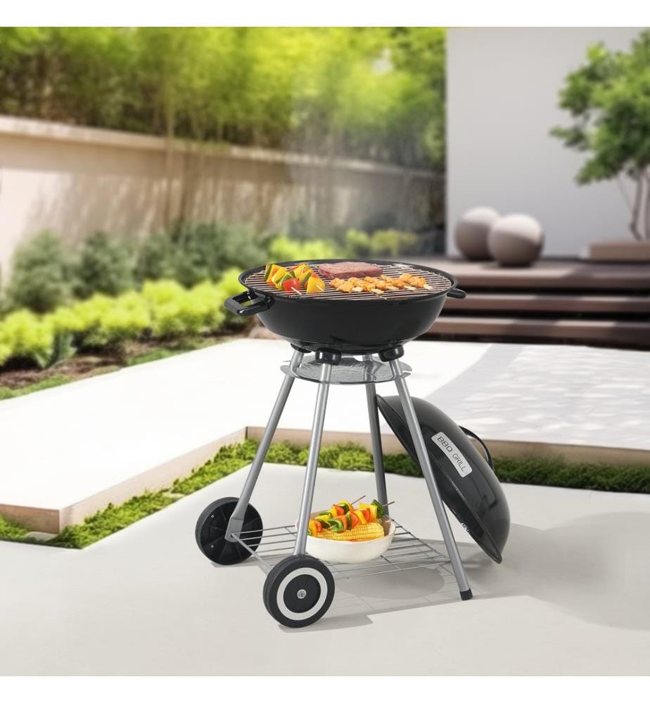 Barbecue rotondo El Paso 80x49x47 cm nero