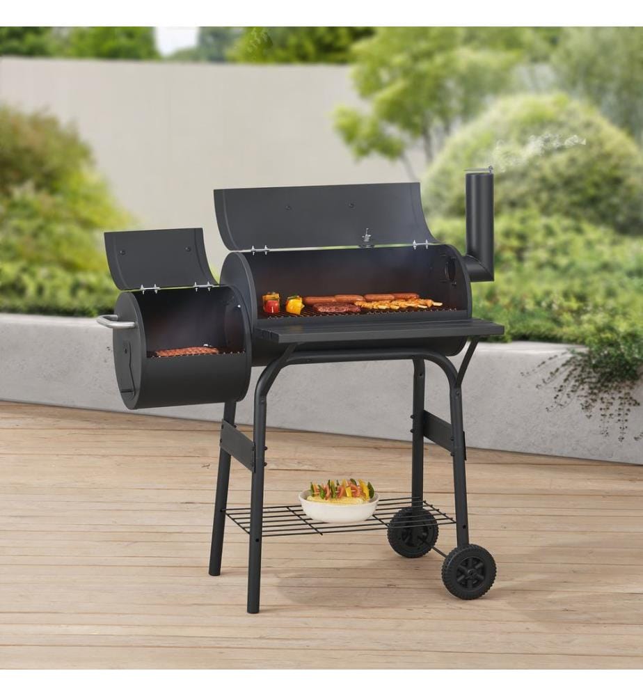 Carrello BBQ Smoker Fort Worth 115x110x64 cm nero