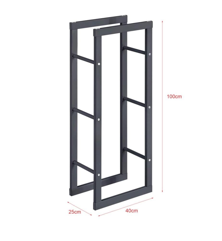 Étagère à bois de chauffage Kasan 40 x 100 x 25 cm en acier