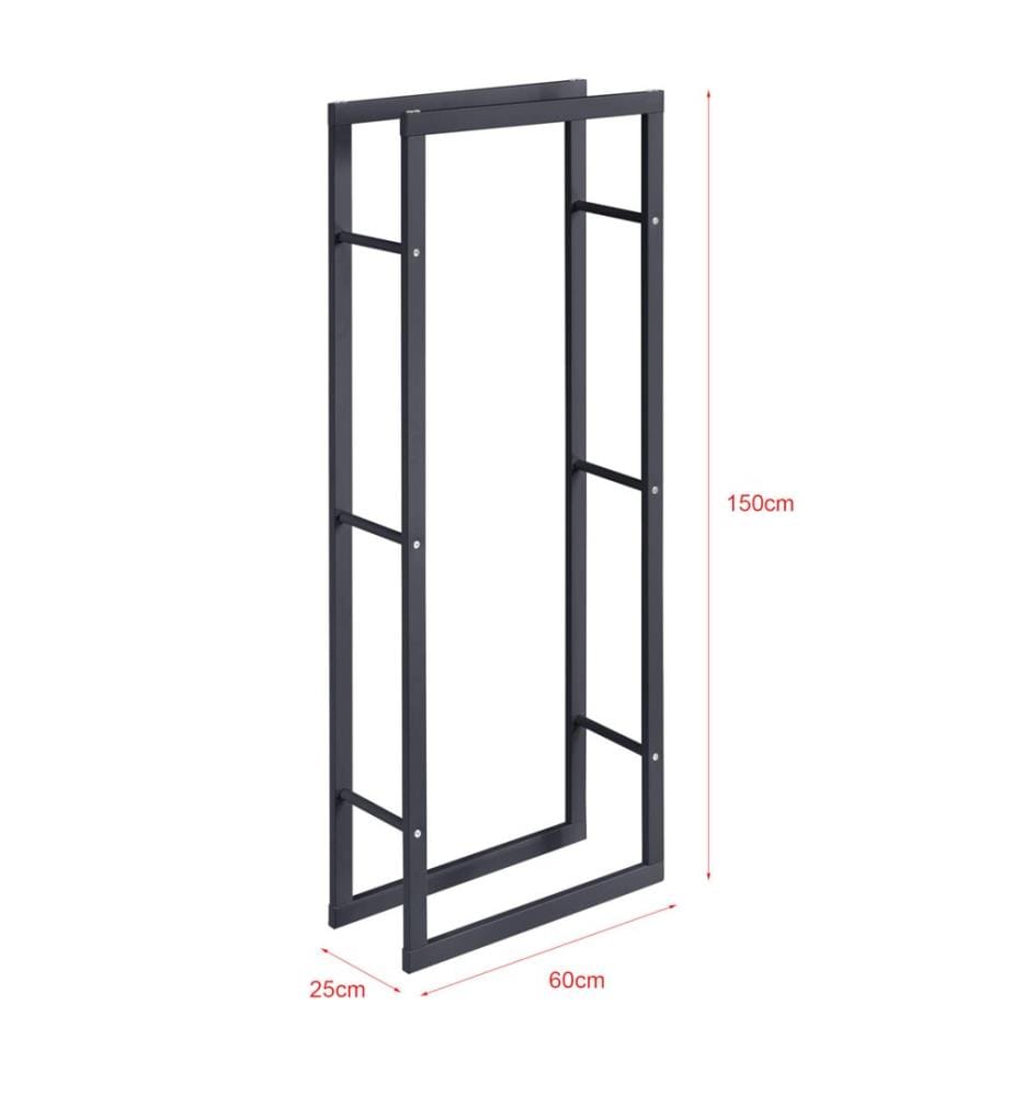 Étagère à bois de chauffage Kasan 60 x 150 x 25 cm en acier