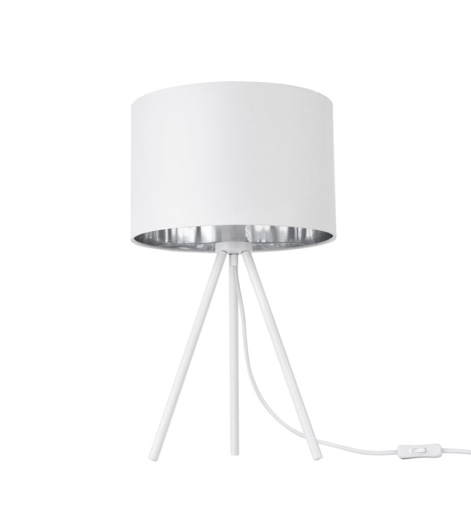 Lampe de table Metz avec abat-jour en tissu, culot E14, 40 W max., blanche