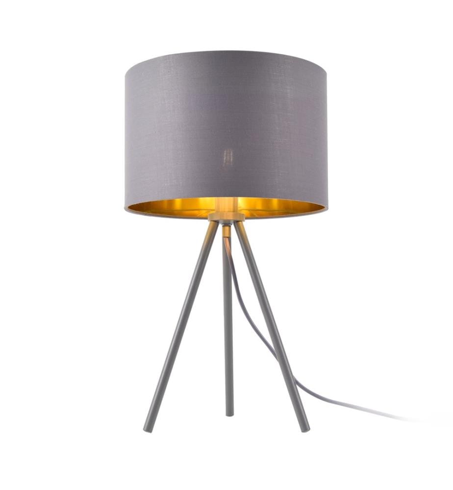 Tischlampe Metz E14 Max. 40W Stoffschirm und Metallfüsse Gold