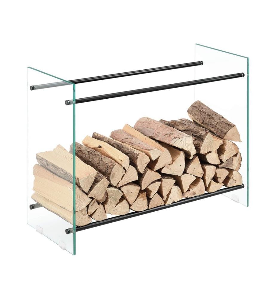 Étagère à bois de chauffage en verre Oshawa 80 x 60 x 35 cm