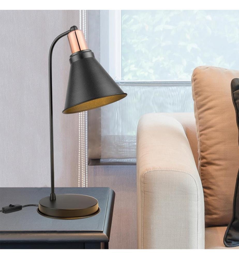 Tischlampe Bath 1-fla mmig Schwarz Kupferfarben