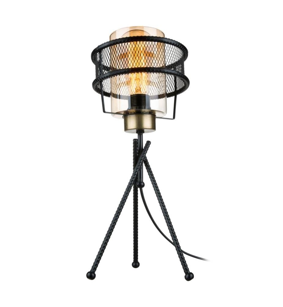 Tischlampe Burton E27 Metall Glas Schwarz