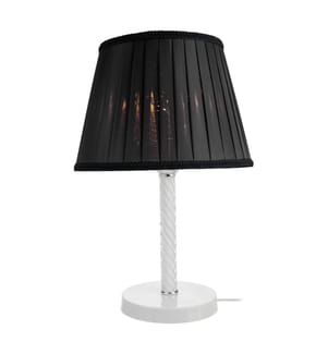 Tischlampe Kilbride E27 Metall Glas Textil Weiss Schwarz