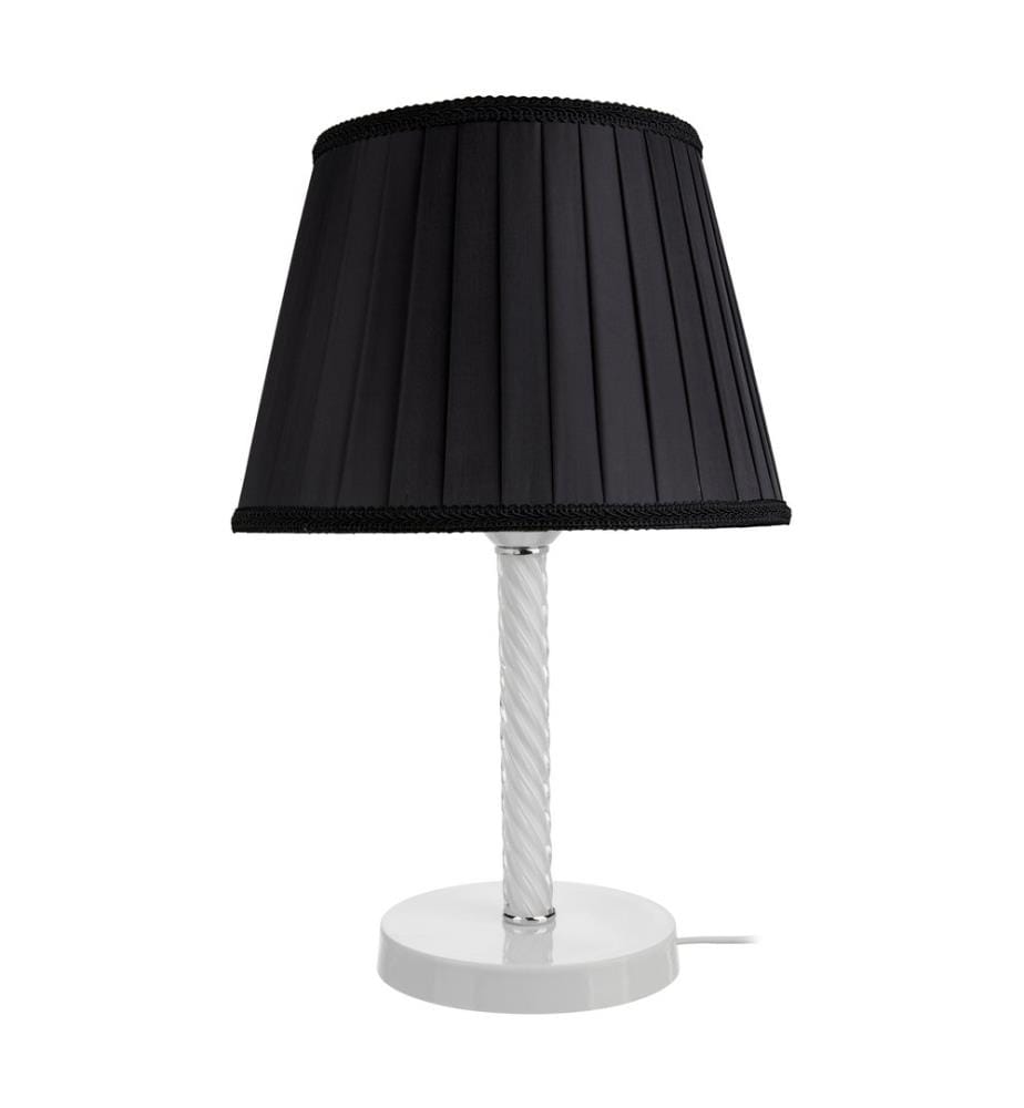 Lampe de table Kilbride E27 métal, verre et tissu, blanc et noir