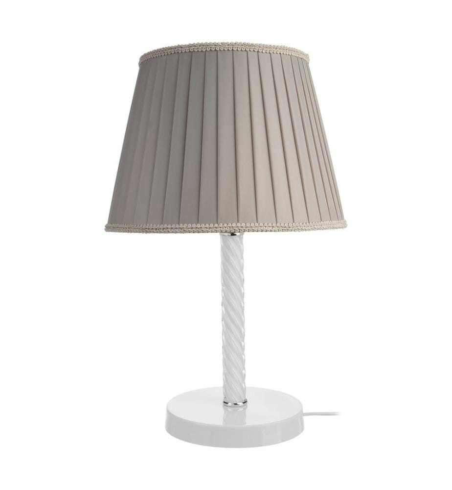 Lampe de table Kilbride E27 en métal, verre et tissu, blanc et couleur sable