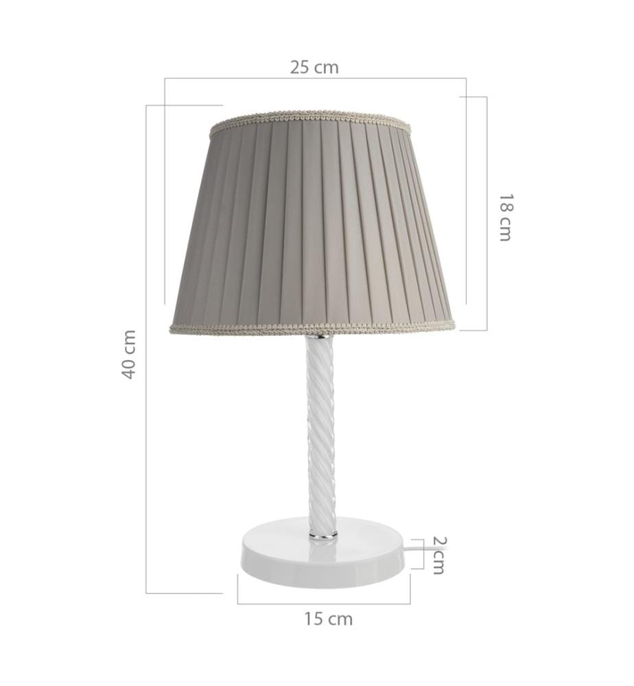 Lampe de table Kilbride E27 en métal, verre et tissu, blanc et couleur sable