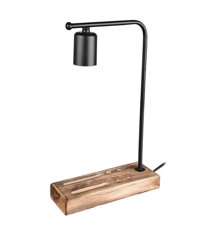 Tischlampe Lincoln E27 Massivholz Metall Schwarz Holzoptik