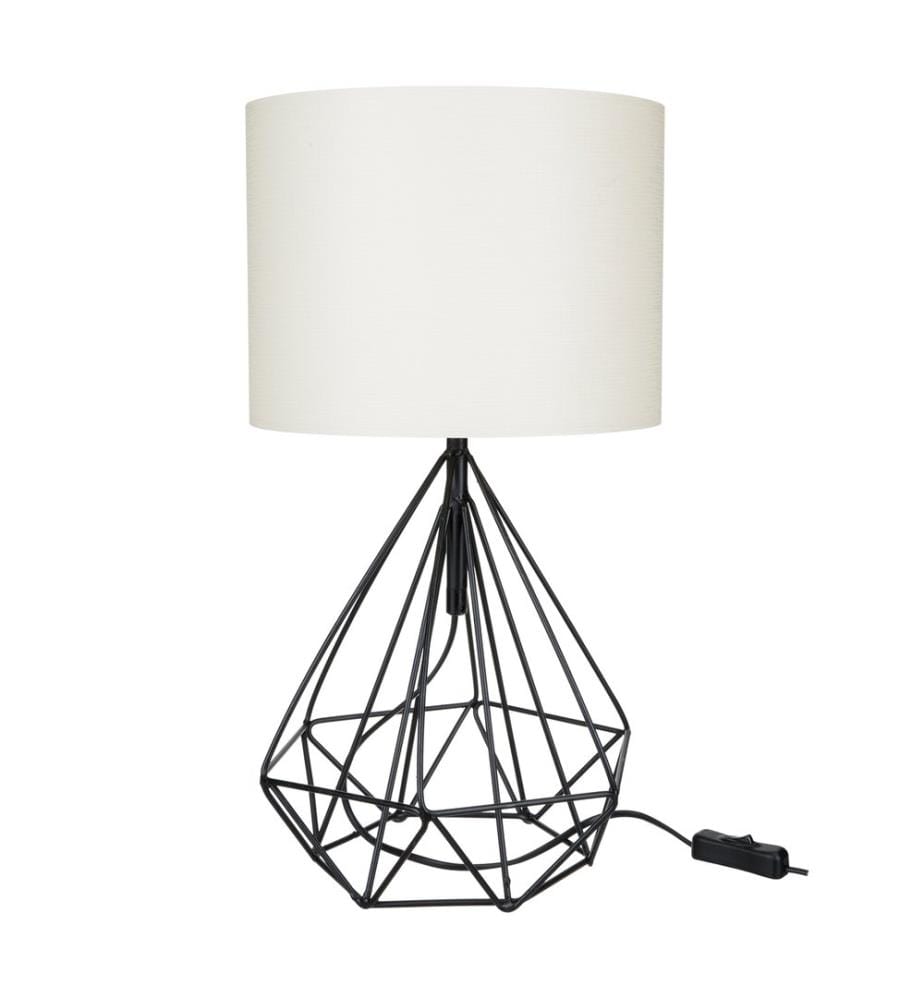 Lampe de table Gloucester E27 en métal et tissu, noir et blanc