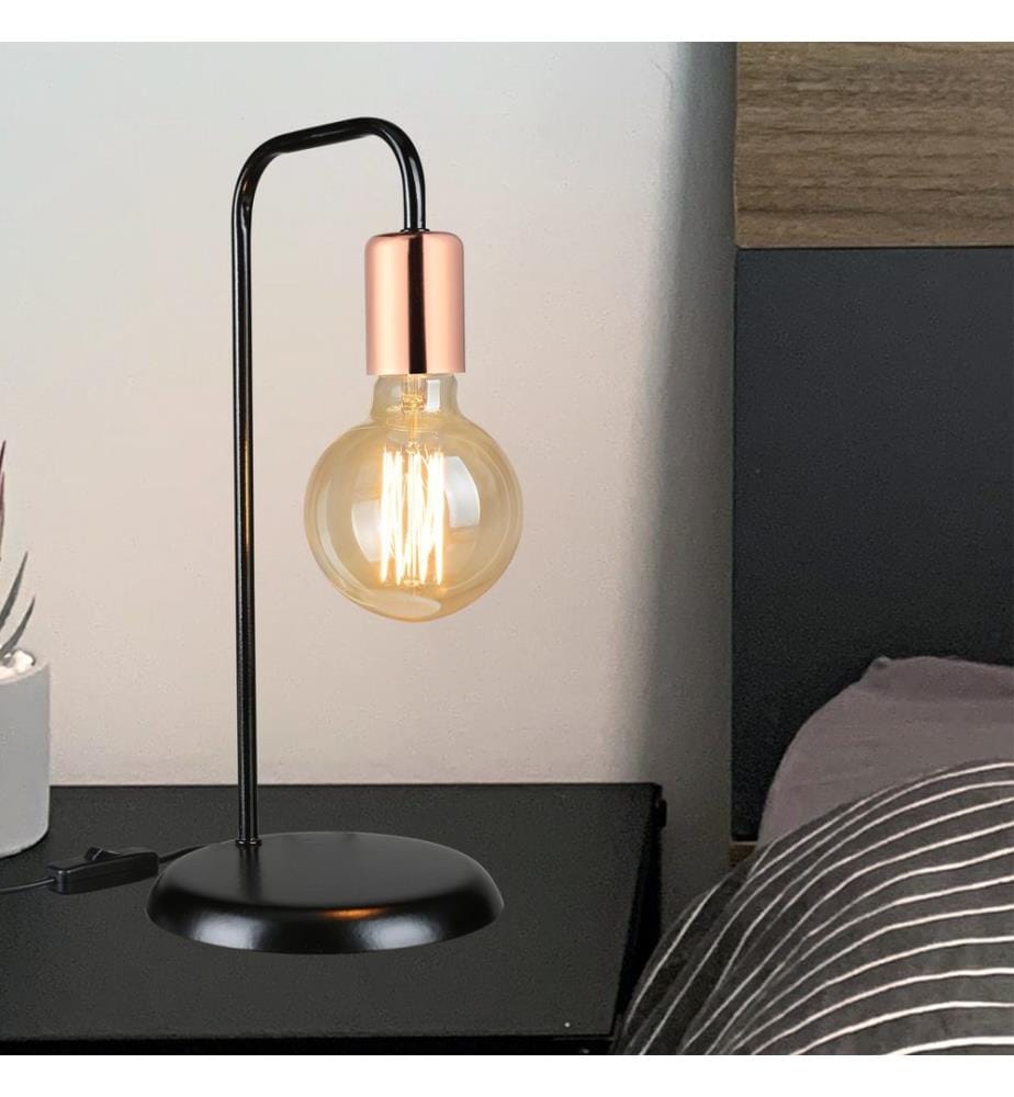 Tischlampe Lancaster E27 Metall Schwarz Kupferfarben