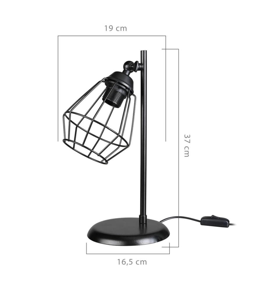 Lampe de table Gosport E27 en métal noir