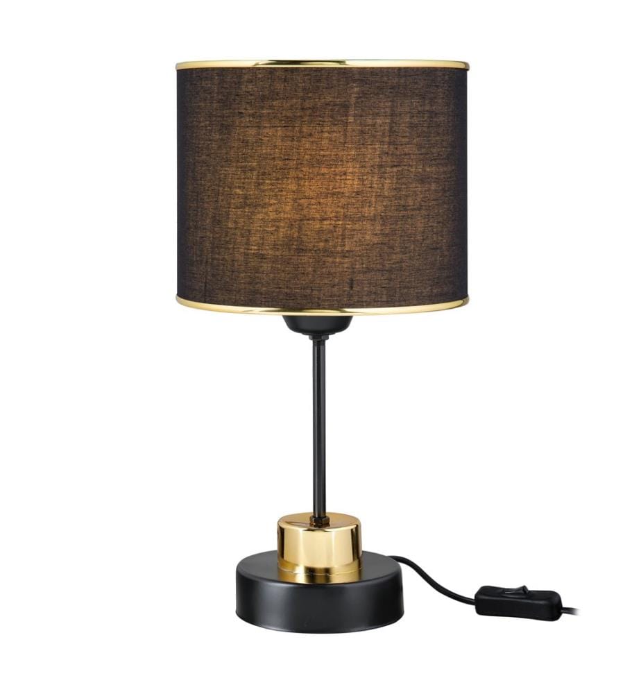 Tischlampe Gravesend E27 Metall Textil Schwarz Messingfarben