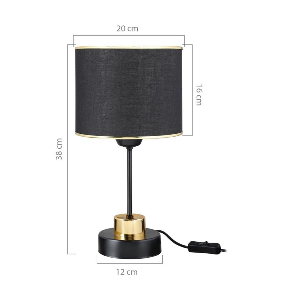 Tischlampe Gravesend E27 Metall Textil Schwarz Messingfarben