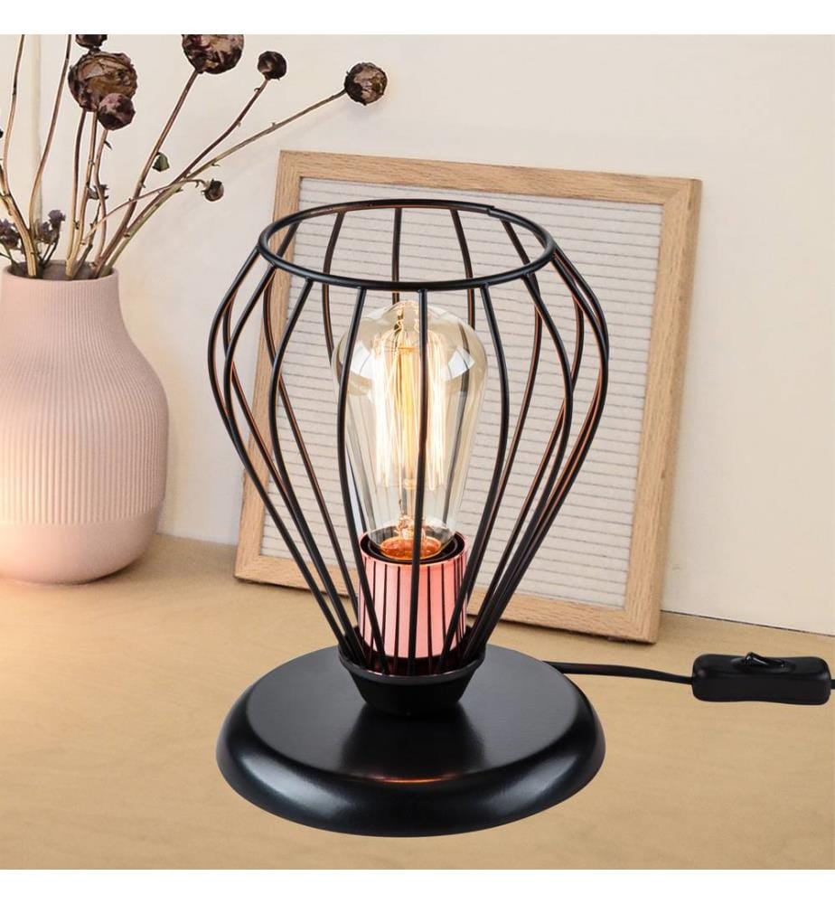 Lampe de table Grays E27 en métal noir et cuivré