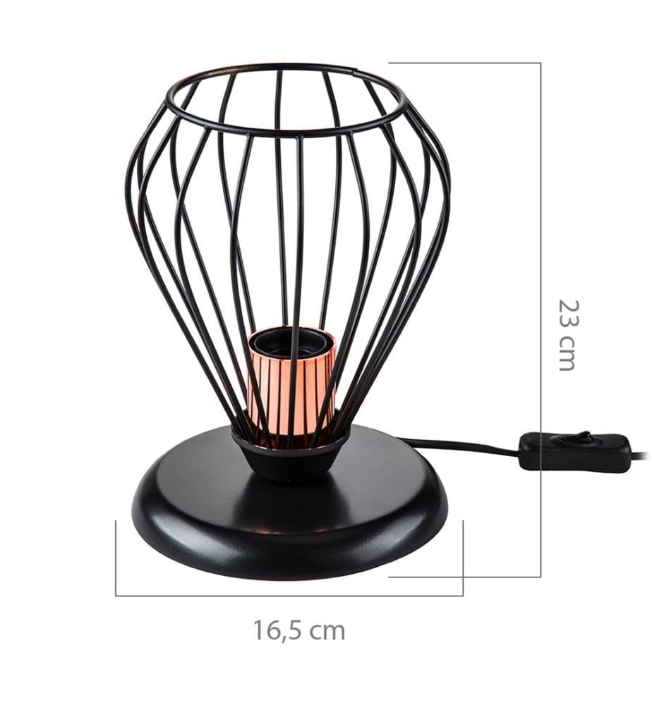 Lampe de table Grays E27 en métal noir et cuivré