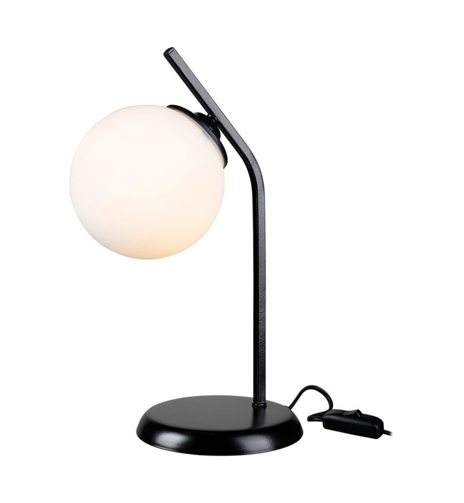 Tischlampe Grimsby E27 Metall Glas Schwarz Weiss