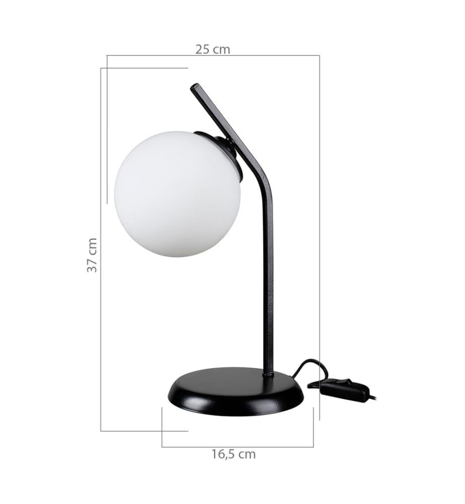 Tischlampe Grimsby E27 Metall Glas Schwarz Weiss