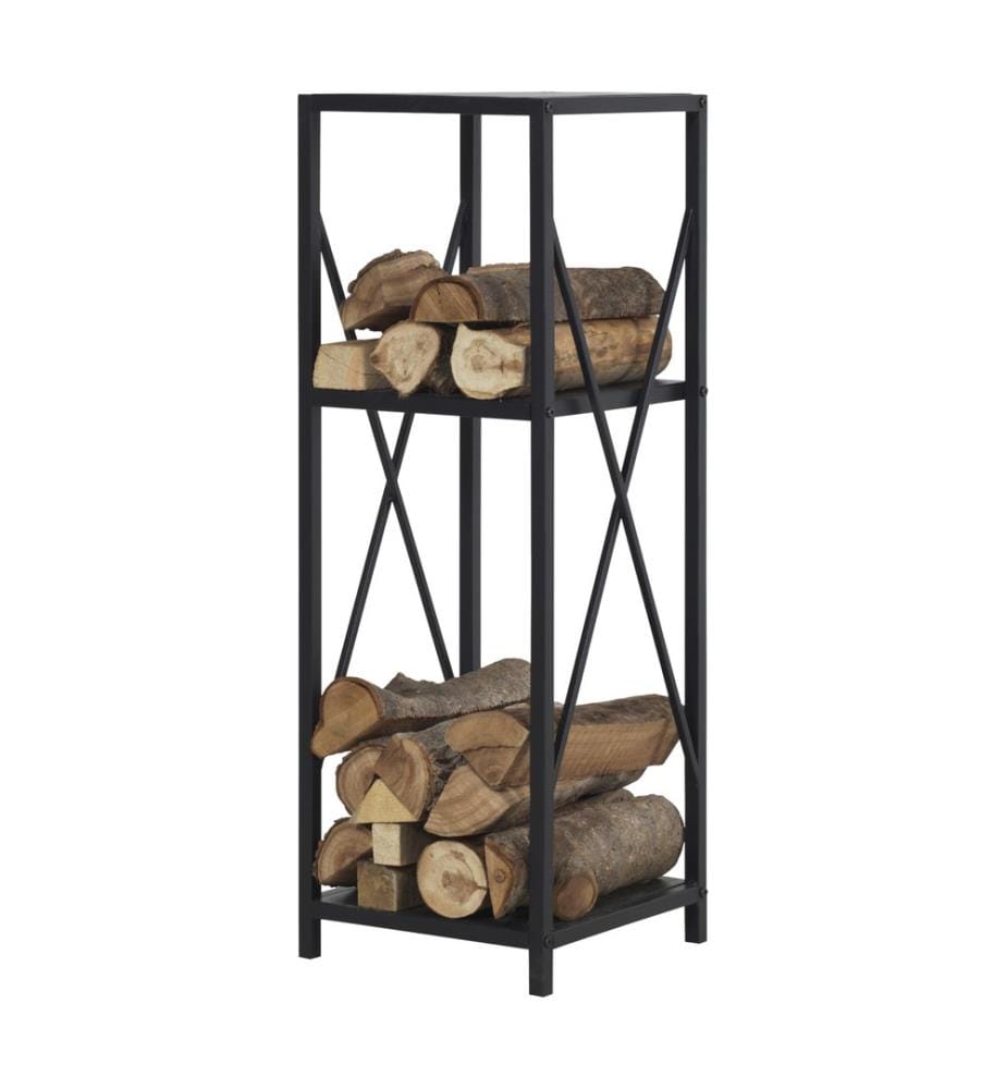 Kaminholzregal Tinglev Stahl 34x34x105.5 cm Schwarz