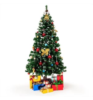 Sapin de Noël de 180 cm avec des pommes de pin enneigées et un support