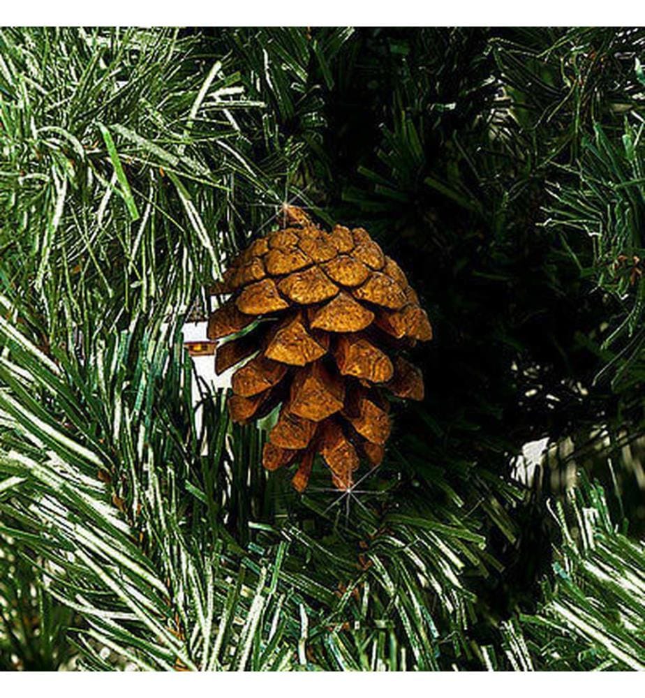 Sapin de Noël de 180 cm avec des pommes de pin enneigées et un support