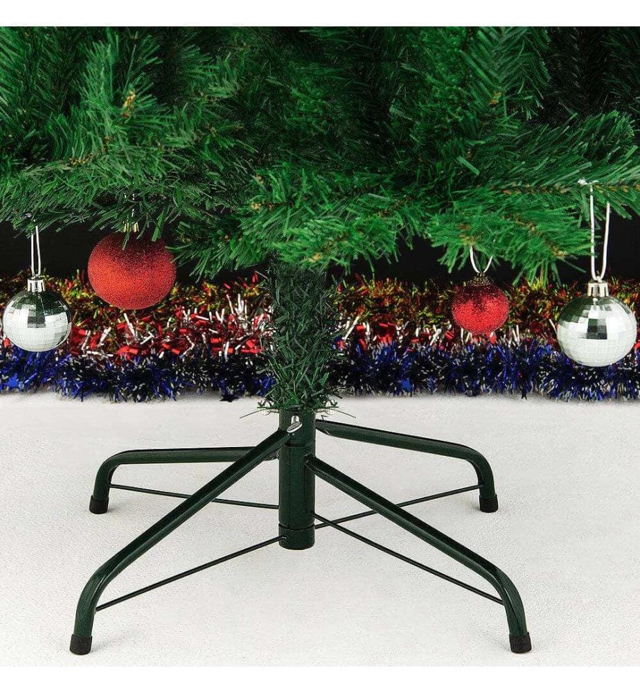 Sapin de Noël de 180 cm avec des pommes de pin enneigées et un support