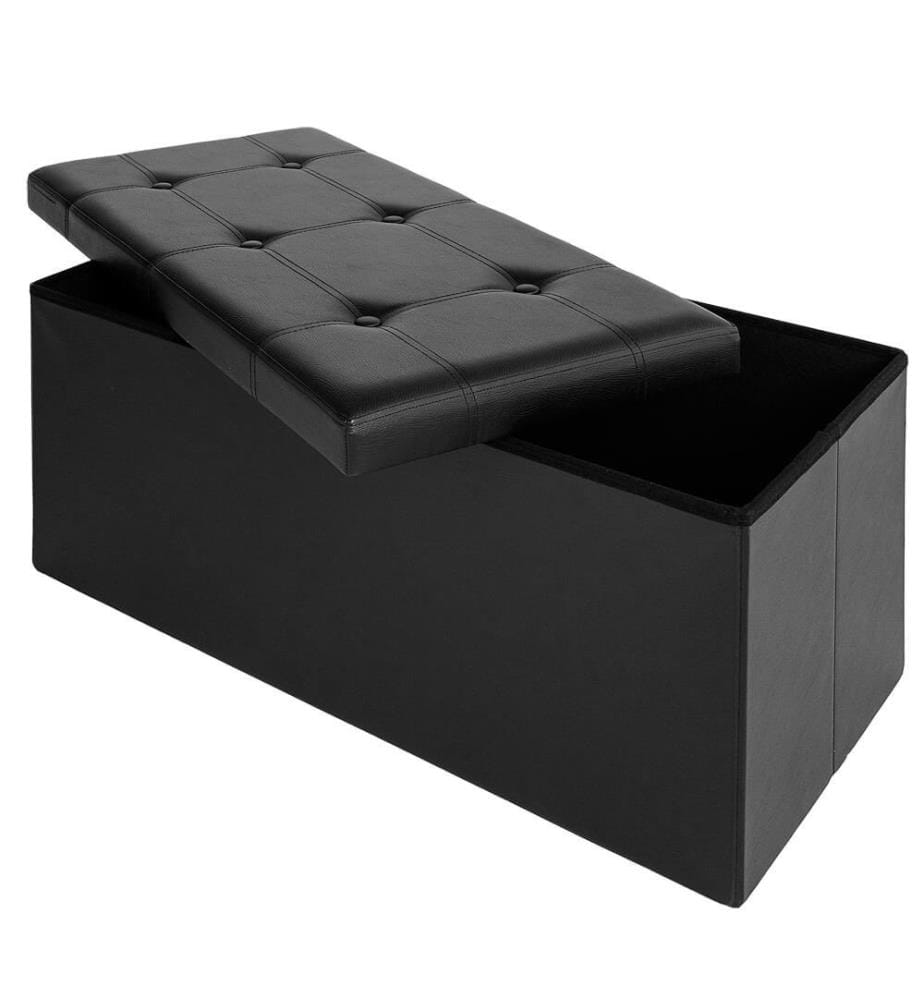 Banc pliable en MDF - 80 x 40 x 40 cm, noir