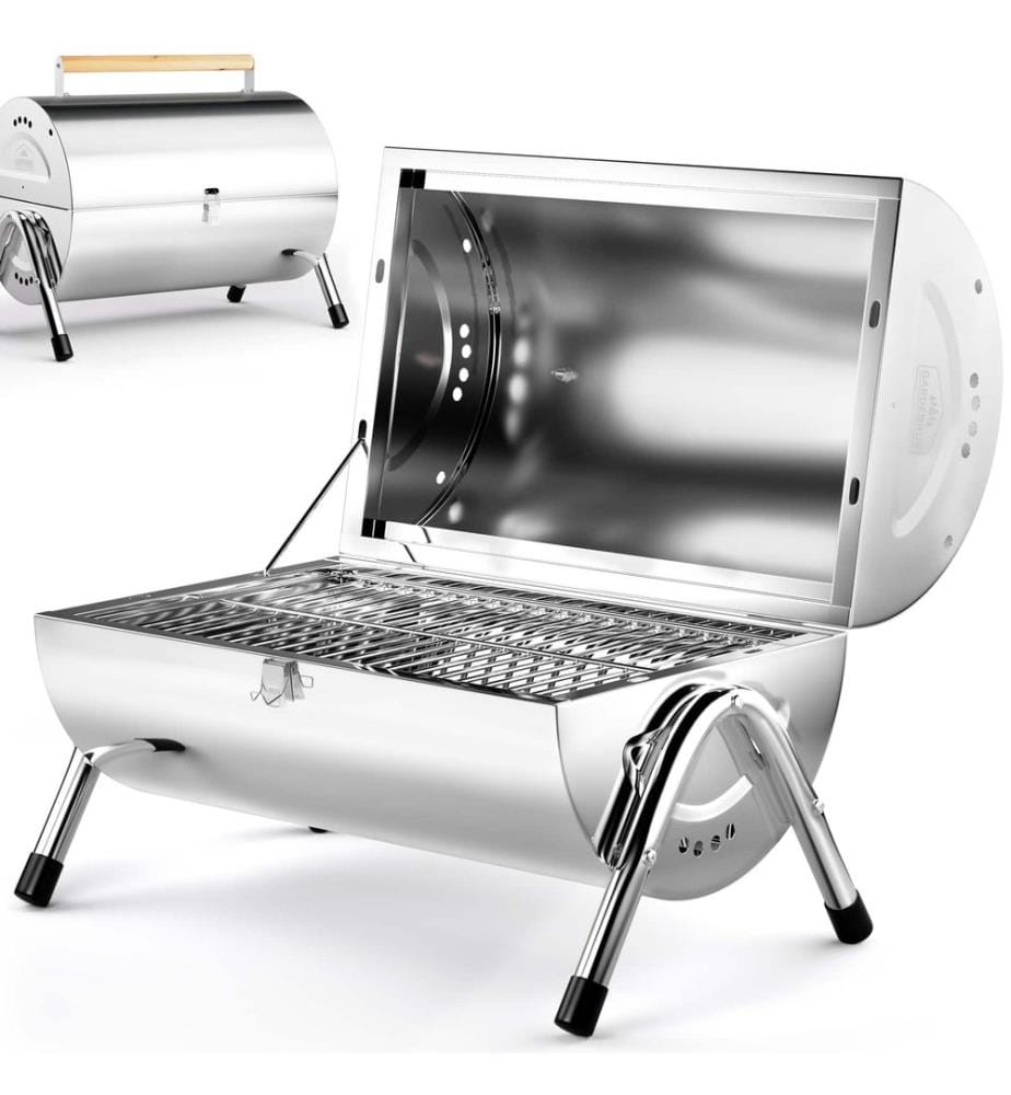 Barbecue de table en acier inoxydable, barbecue au charbon de bois, barbecue de camping