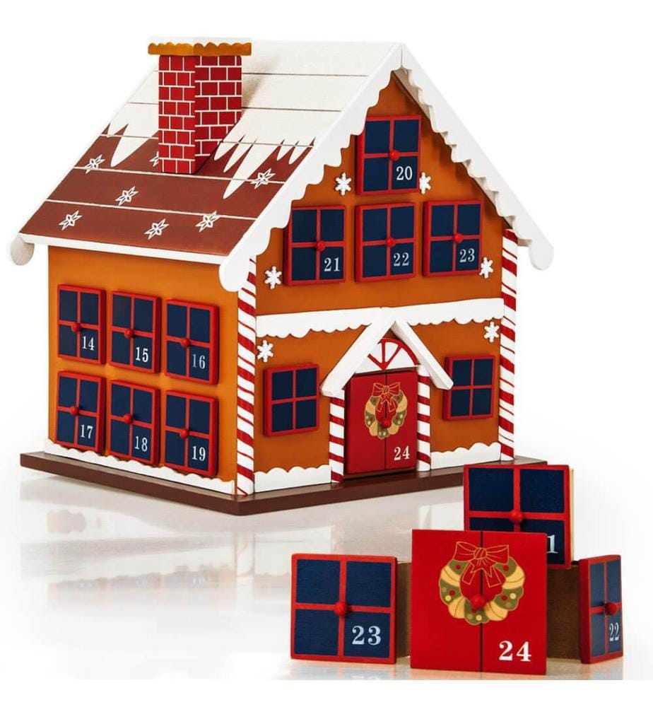 Adventskalender als Winterhäuschen Holz - befüllbar