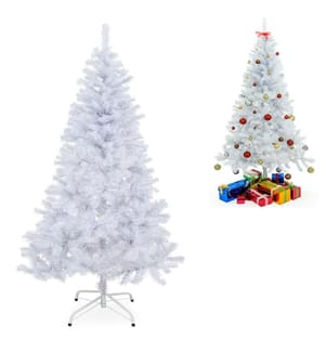 Sapin de Noël d'hiver, 150 cm, blanc, avec support