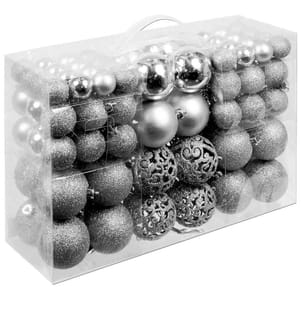 Boules de Noël, boules pour sapin de Noël, lot de 100 pièces, argentées