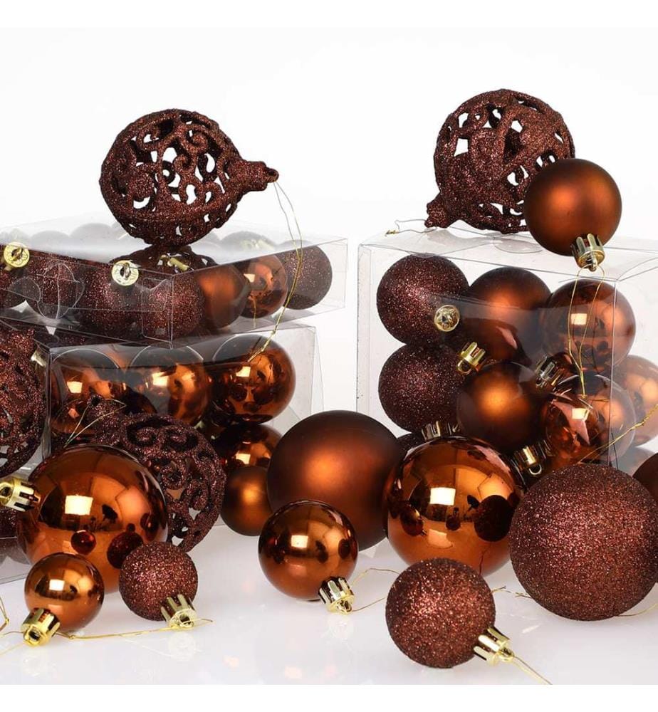 Boules de Noël, boules pour sapin de Noël, lot de 100, marron