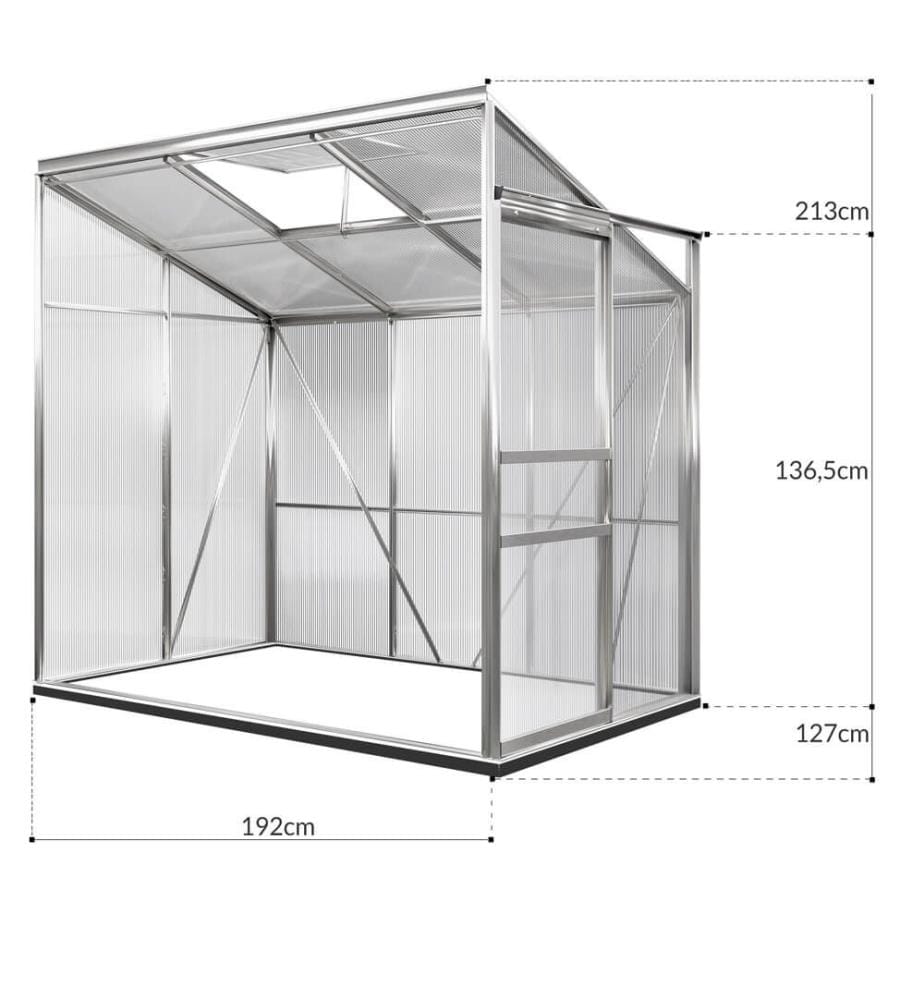 Serre d'appoint en aluminium avec fondations murales