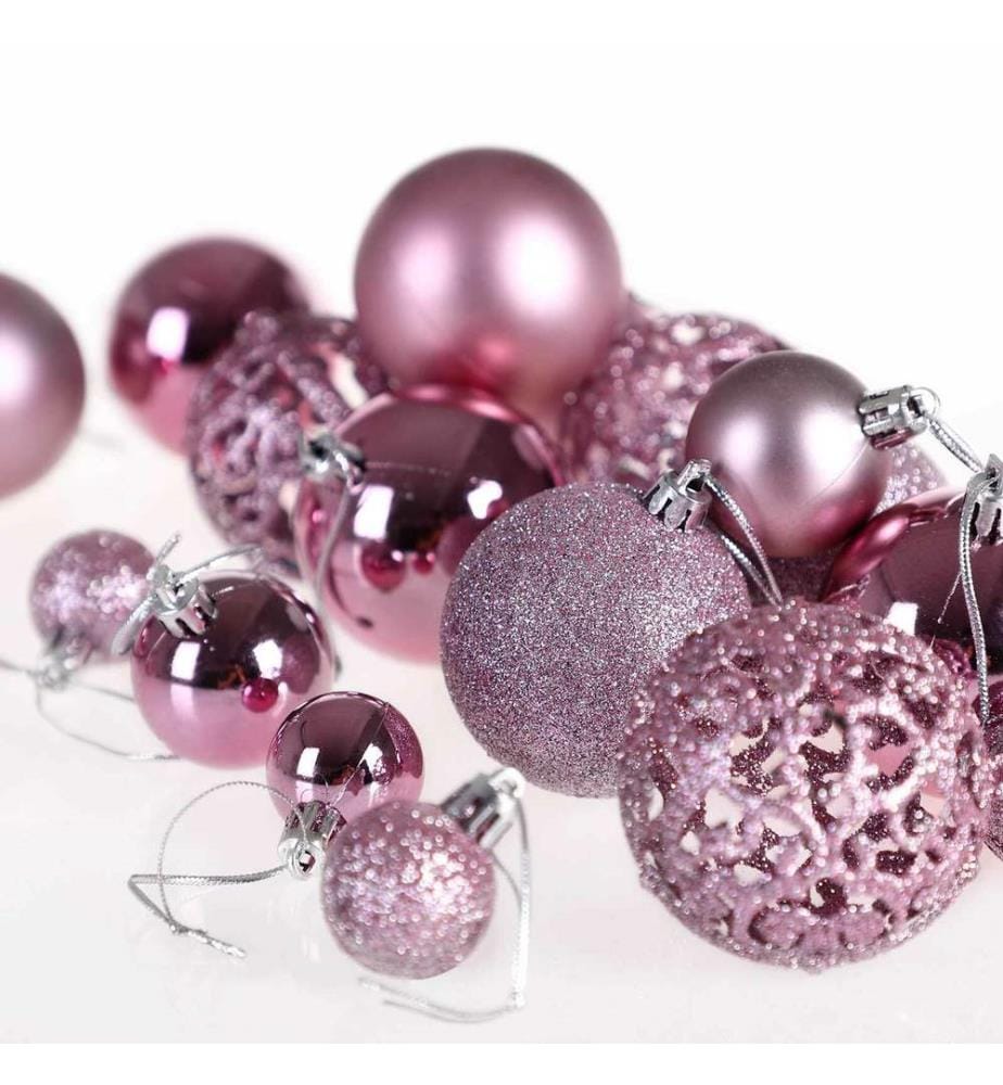 Boules de Noël, boules pour sapin de Noël, lot de 100, rose