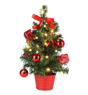 Mini sapin de Noël décoré, 36 cm - LED