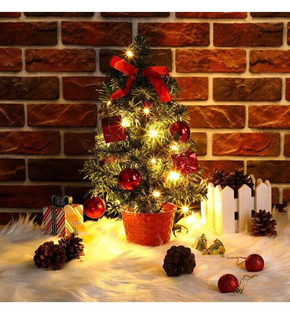 Mini sapin de Noël décoré, 36 cm - LED