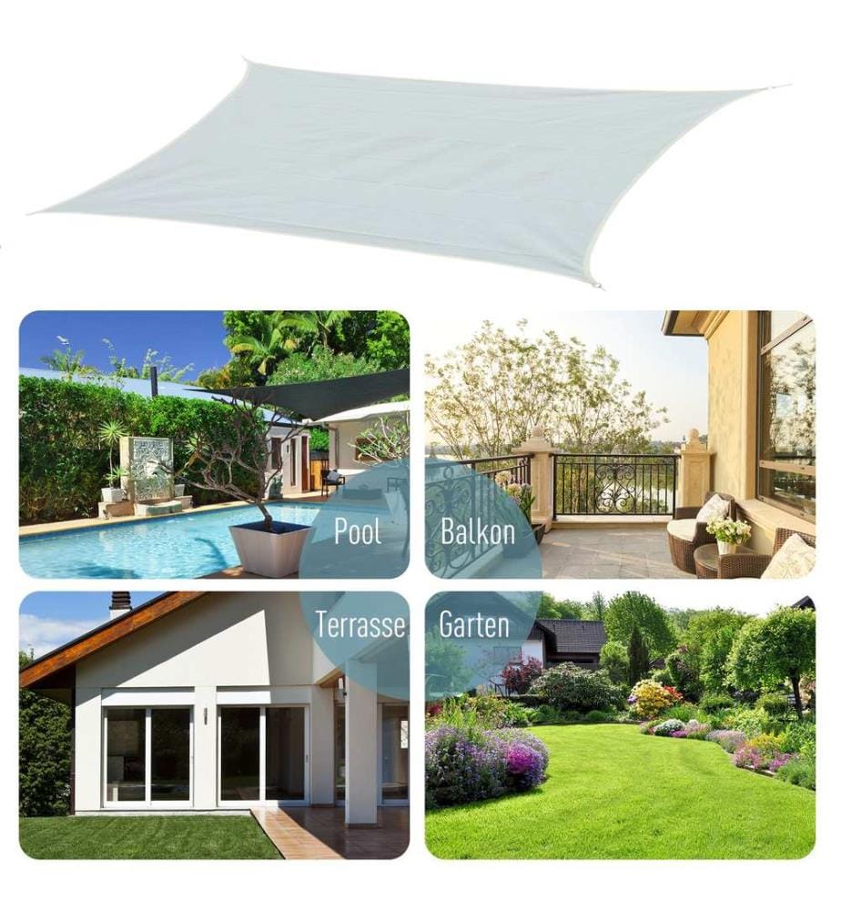 Sonnensegel 3x3m rechteckig 185g m² HDPE creme