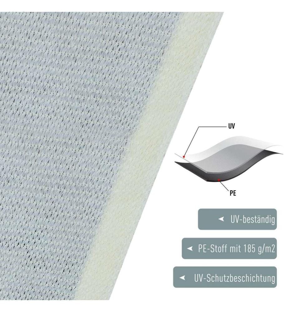 Sonnensegel 3x3m rechteckig 185g m² HDPE creme