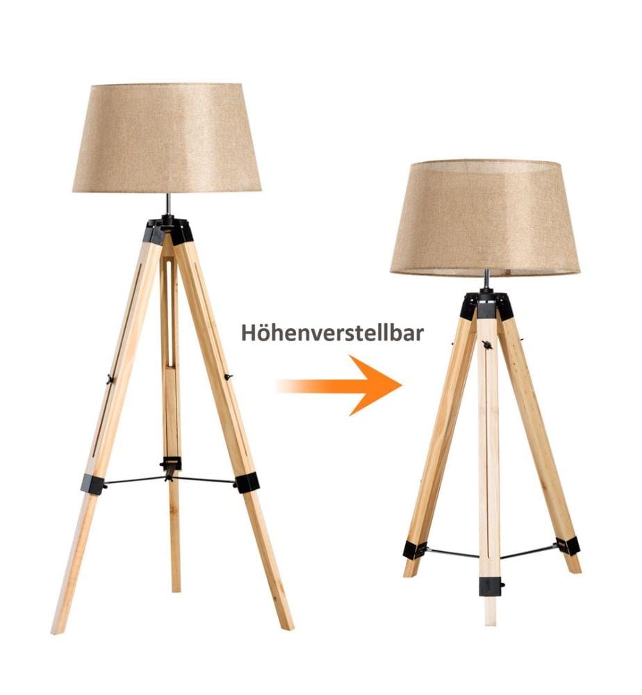 Lampadaire en bois 99-143 cm Malmö Nature Beige