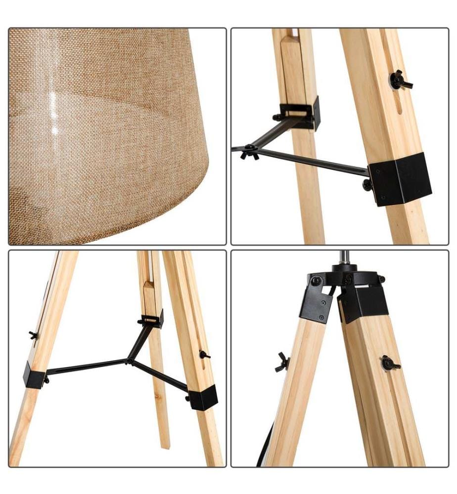 Lampadaire en bois 99-143 cm Malmö Nature Beige