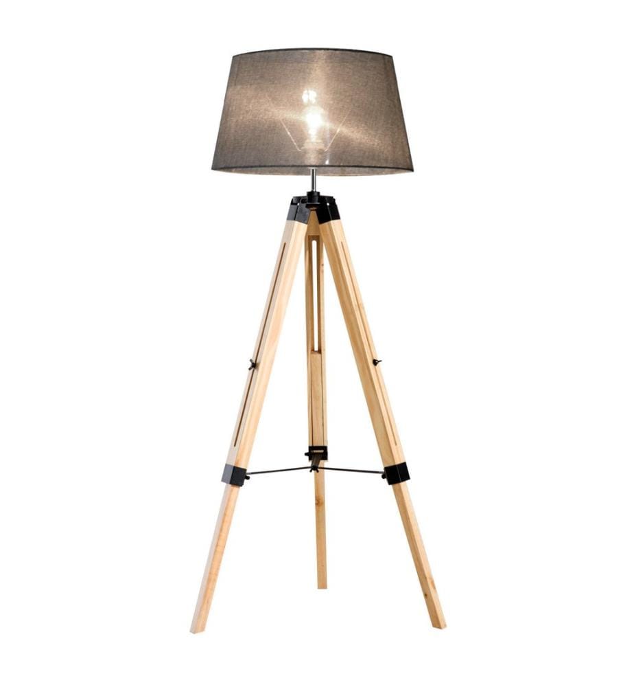 Lampadaire en bois 99-143 cm Malmö Naturel Gris