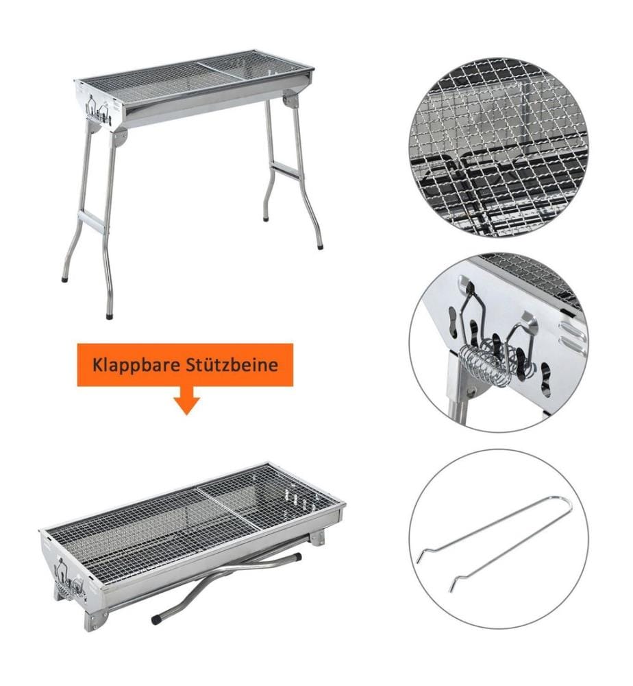 Holzkohlegrill Edelstahl Terrassen-Grill 73 cm