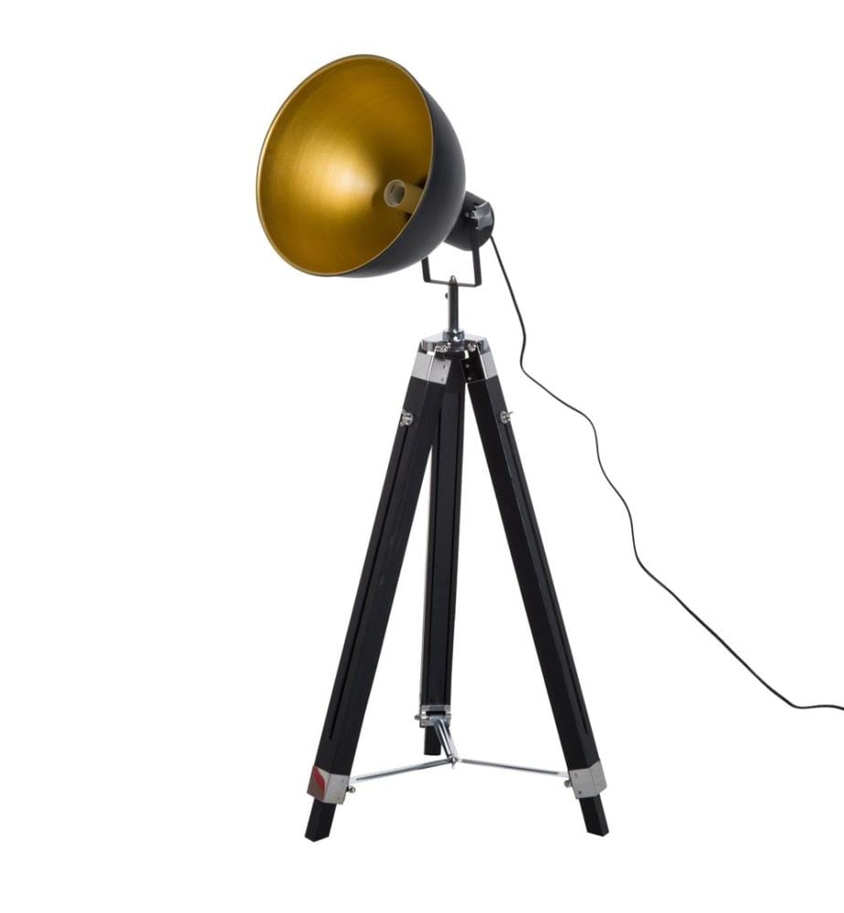 Stehlampe Retro Gold höhenverstellbar 3-Bein E27 Kiefer