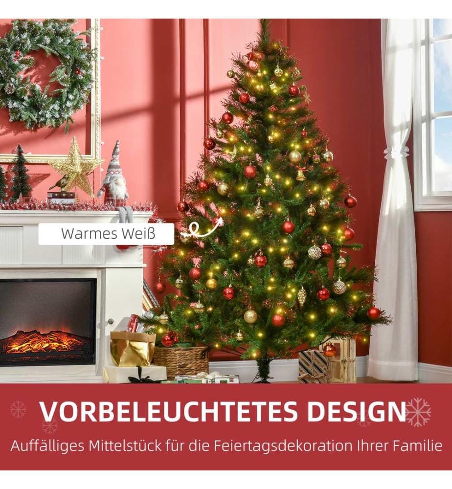 Sapin de Noël à LED avec 200 LED, 616 branches, Ø 112 x H 180 cm