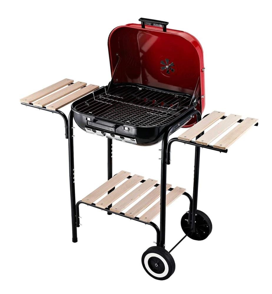 Holzkohlegrill Grillwagen Terrassen BBQ mit Ablageflächen